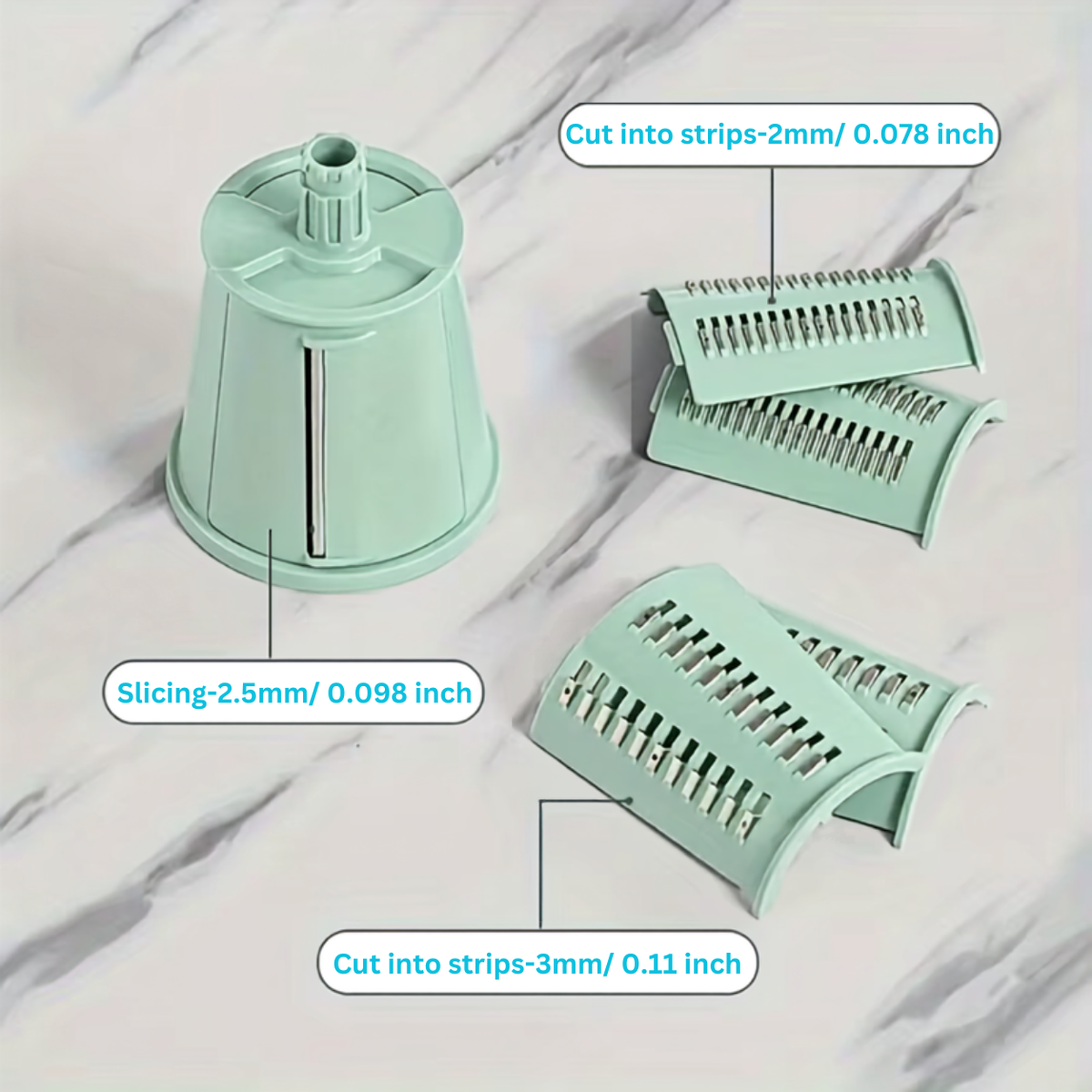 Jillani’s 5-in-1 Rotary Vegetable Slicer & Grater with Suction Base