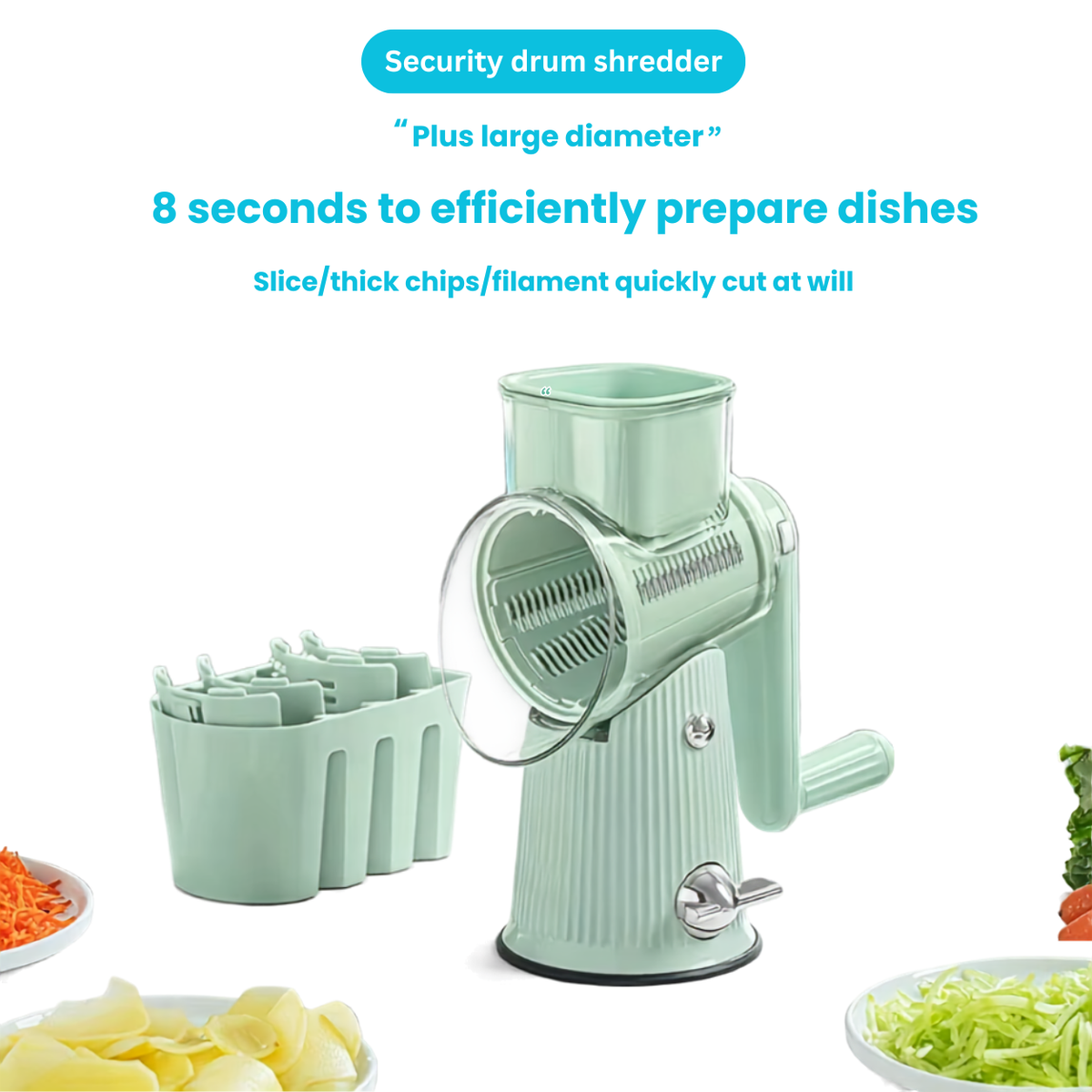Jillani’s 5-in-1 Rotary Vegetable Slicer & Grater with Suction Base