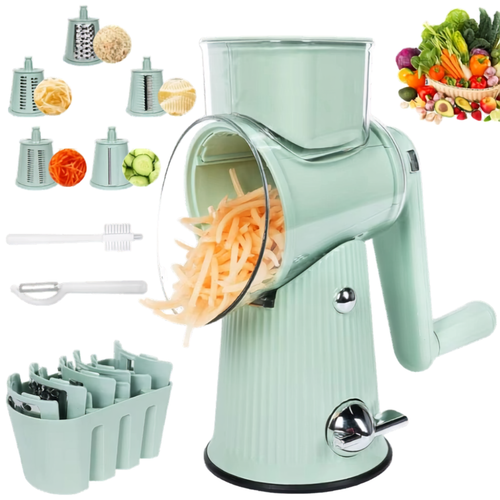Jillani’s 5-in-1 Rotary Vegetable Slicer & Grater with Suction Base
