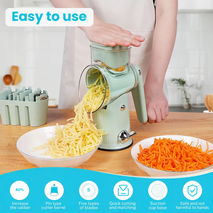 Jillani’s 5-in-1 Rotary Vegetable Slicer & Grater with Suction Base