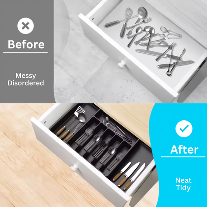 Jillani’s Expandable Cutlery Drawer Organiser – 8 Compartments, 33–57cm