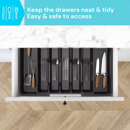 Jillani’s Expandable Cutlery Drawer Organiser – 8 Compartments, 33–57cm