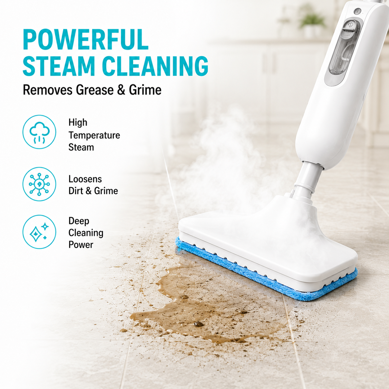 200W Fast-Heating Steam Mop with Removable Handheld Cleaner – 150ML Floor Steamer with 2 Washable Pads for Hardwood, Laminate, Tile, Glass & Grout