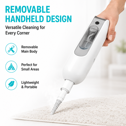 200W Fast-Heating Steam Mop with Removable Handheld Cleaner – 150ML Floor Steamer with 2 Washable Pads for Hardwood, Laminate, Tile, Glass & Grout