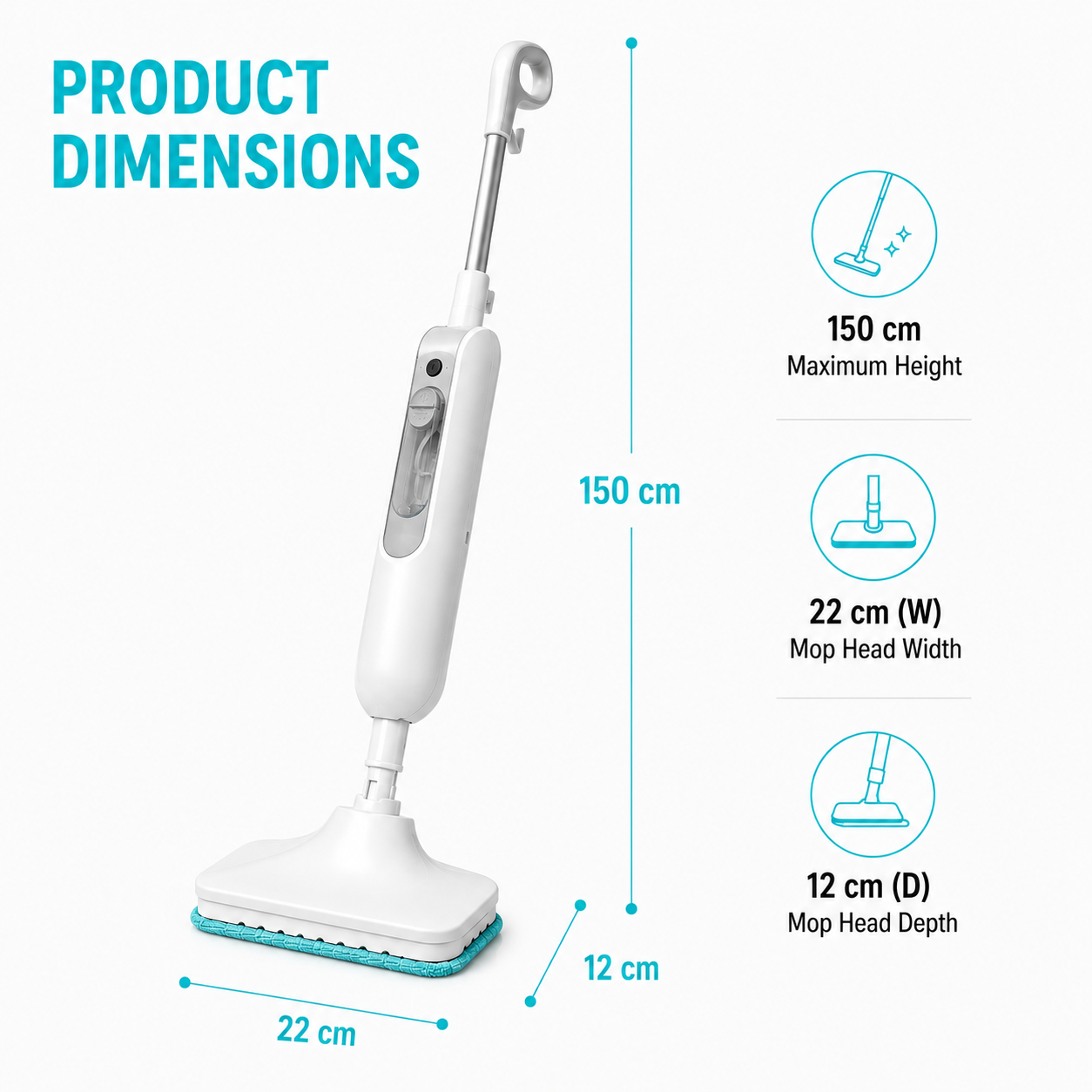 200W Fast-Heating Steam Mop with Removable Handheld Cleaner – 150ML Floor Steamer with 2 Washable Pads for Hardwood, Laminate, Tile, Glass & Grout