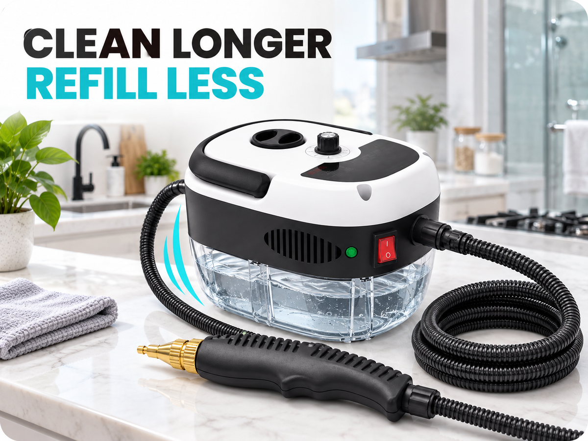 Clean Longer with a 1000ml Water Tank