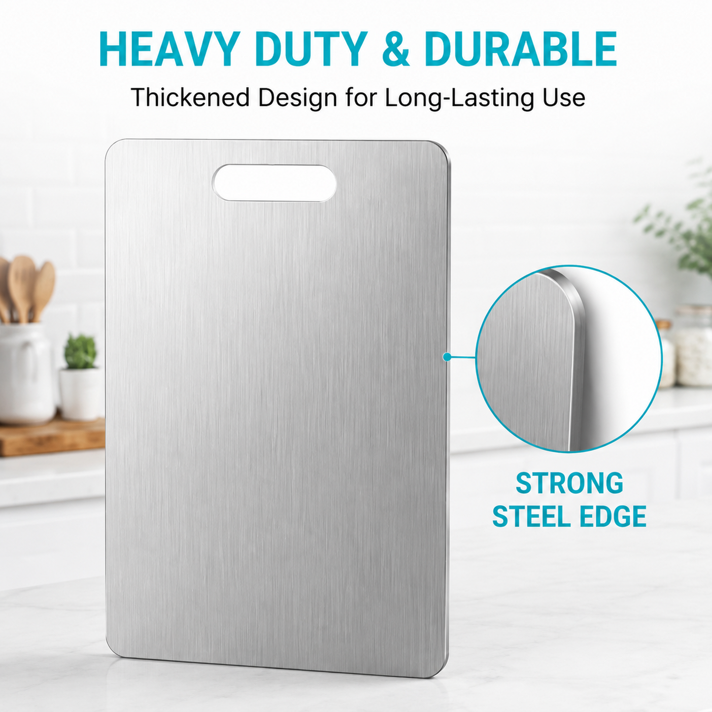 3-Piece Stainless Steel Cutting Board Set – Heavy-Duty Double-Sided Chopping Boards for Meat, Vegetables, Bread & Dough