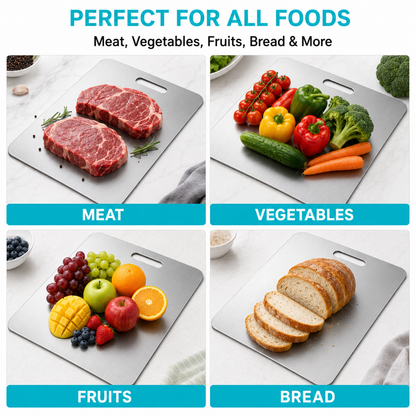 3-Piece Stainless Steel Cutting Board Set – Heavy-Duty Double-Sided Chopping Boards for Meat, Vegetables, Bread & Dough