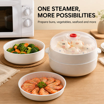 Microwave Vegetable & Bun Steamer – Healthy Steam Cooking in Minutes