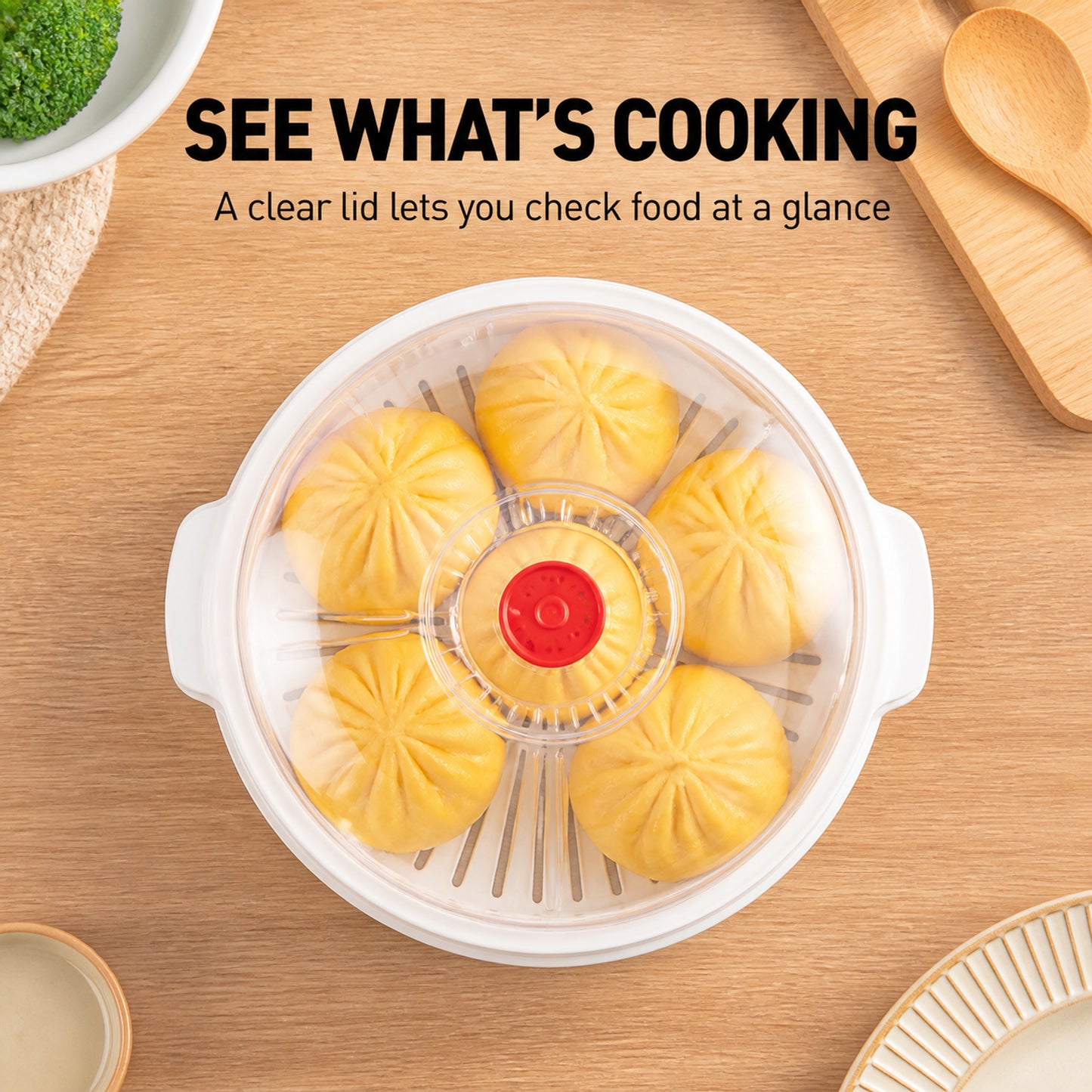 Microwave Vegetable & Bun Steamer – Healthy Steam Cooking in Minutes