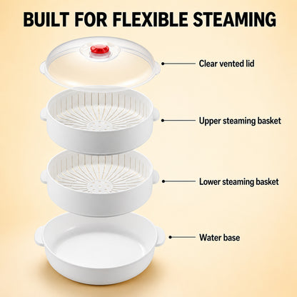 Microwave Vegetable & Bun Steamer – Healthy Steam Cooking in Minutes
